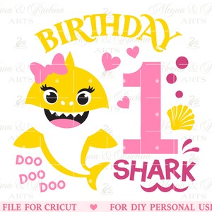 1st Birthday Shark Svg, Shark Doo Doo Svg, Shark Birthday Svg, Birthday Girl Svg, First Birthday, Shark Kids Svg, Svg Files Cricut Cut Files