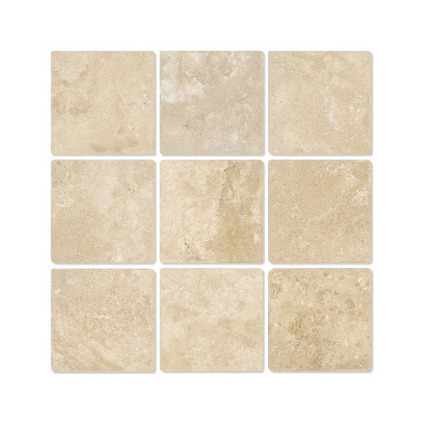 4 X 4 Durango Cream Travertine Tumbled Field Tile