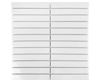 Gio White Glossy 1" X 6" Stacked Linear Porcelain Mosaic Tile