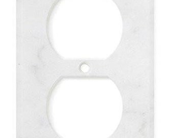 Italian Carrara White Marble Single Duplex Switch Wall Plate / Switch Plate / Cover - Polished