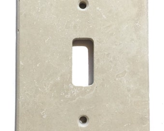 Ivory Travertine Single Toggle Switch Wall Plate / Switch Plate / Cover - Honed | 100% Authentic Real Natural Stone