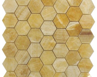 Honey Onyx Polished 2'' Hexagon Mosaic Tile