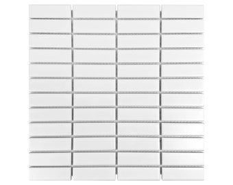 Gio White Matte 1" X 3" Stacked Linear Porcelain Mosaic Tile