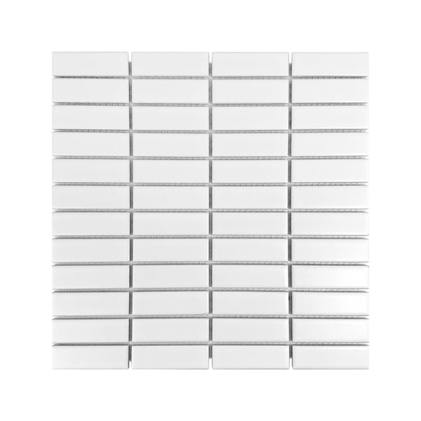 Gio White Matte 1" X 3" Stacked Linear Porcelain Mosaic Tile