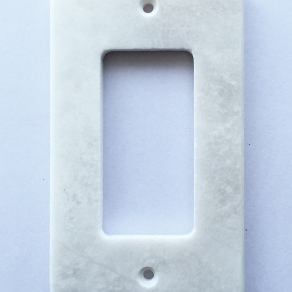 White Marble (Meram Blanc) Single Rocker Switch Wall Plate / Switch Plate / Cover - Honed | 100% Authentic Real Natural Stone