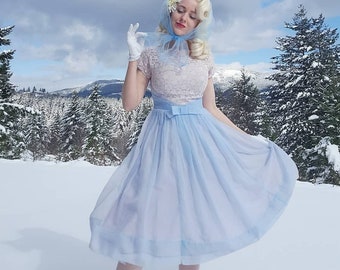light blue 50s dress