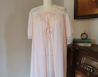 Peignoir set vintage peach pink nighty robe Medium