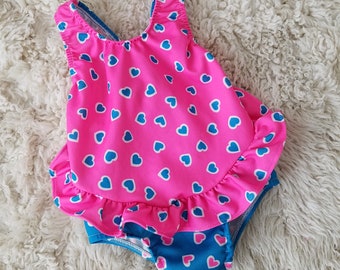 Ocean Pacific Baby Infant Girls OP One Piece Etchy Hearts Swimsuit Bathing Suit