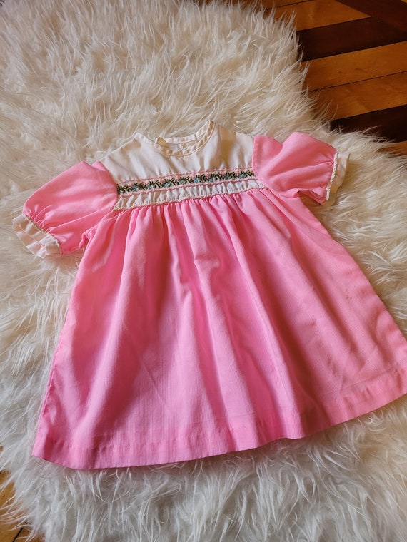 Pink vintage 1960s Baby girl dress 2t - image 1