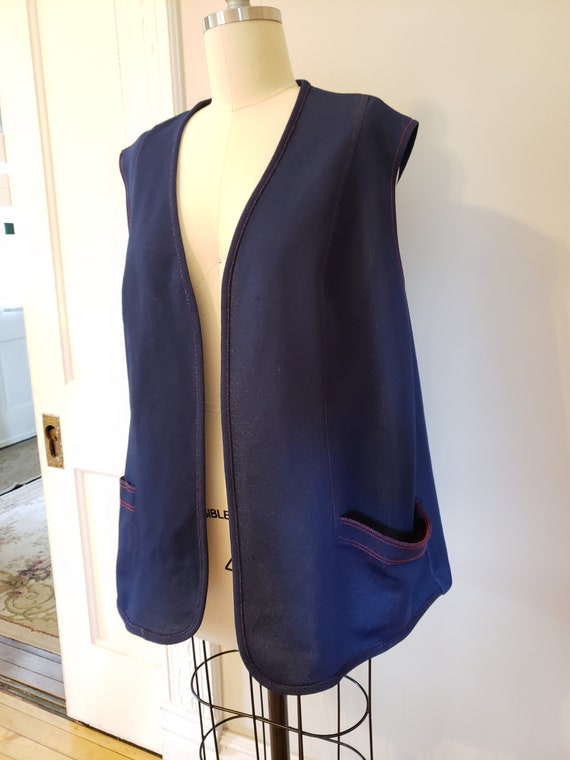 Vintage 1970s faux denim vest top unisex 2XL - image 3