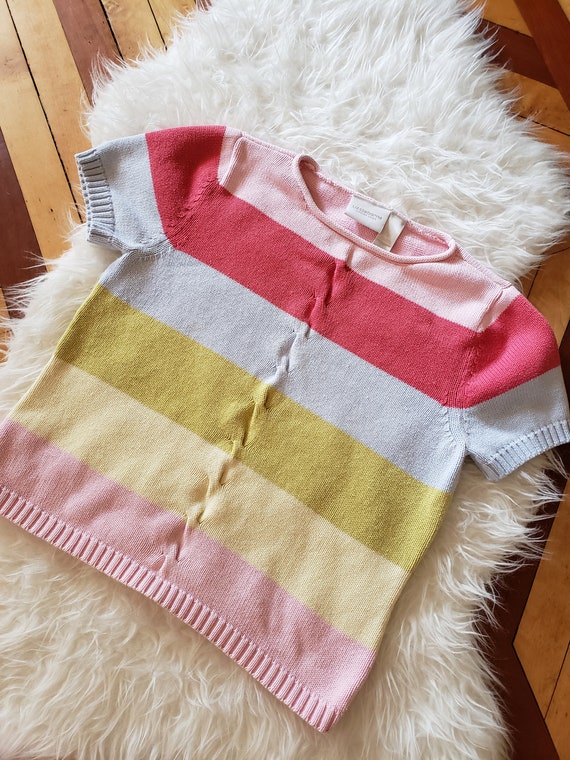 Liz Claiborne color block rainbow sweater top Lar… - image 2