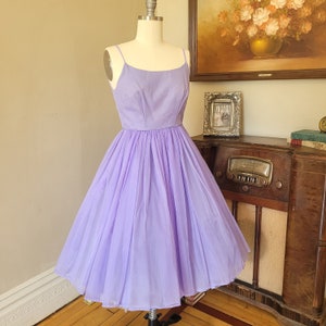 Vintage 1950's lilac purple prom party dress chiffon Small