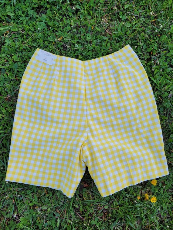 1950's vintage yellow gingham high waist shorts s… - image 7