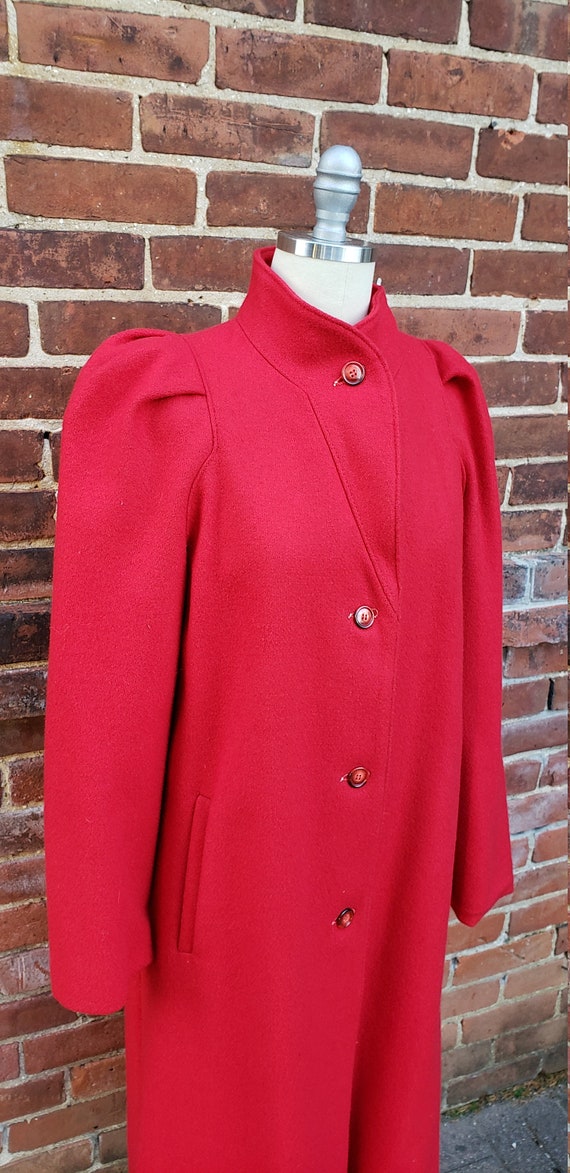 Vintage 80's Red Women's long coat Medium - image 4