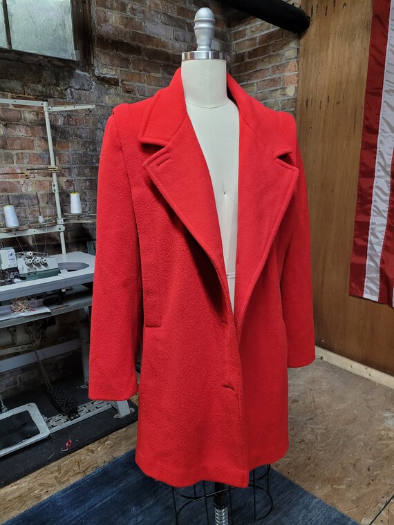 80's Red Women's vintage coat Jacket Large - image 2