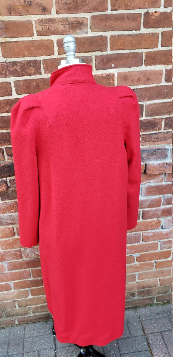 Vintage 80's Red Women's long coat Medium - image 6