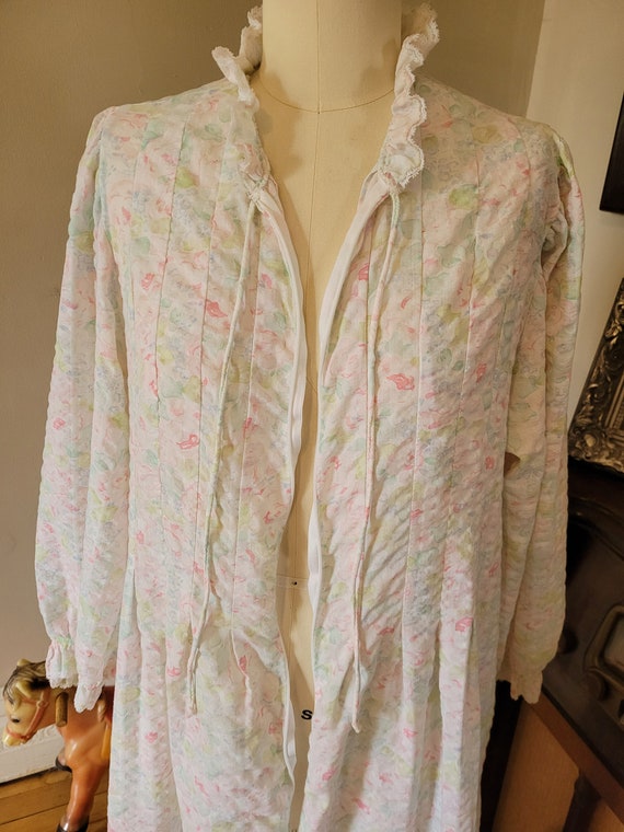 Miss Elaine vintage 80's floral cotton house coat… - image 3