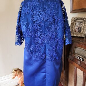 Royal blue lace satin formal dress plus size 3XL image 6