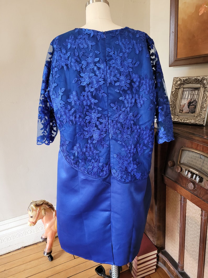 Royal blue lace satin formal dress plus size 3XL image 6