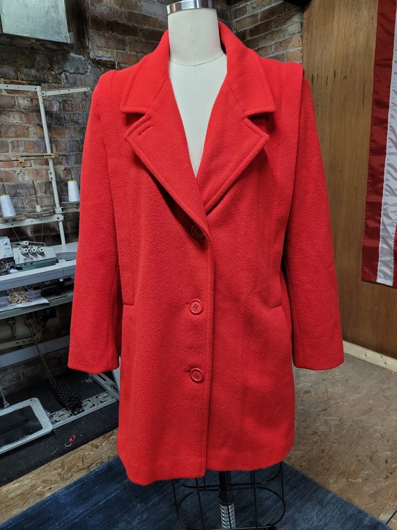 80's Red Women's vintage coat Jacket Large - image 4