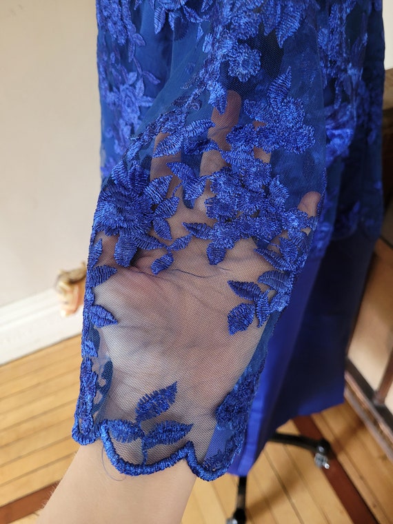 Royal blue lace satin formal dress plus size 3XL - image 4