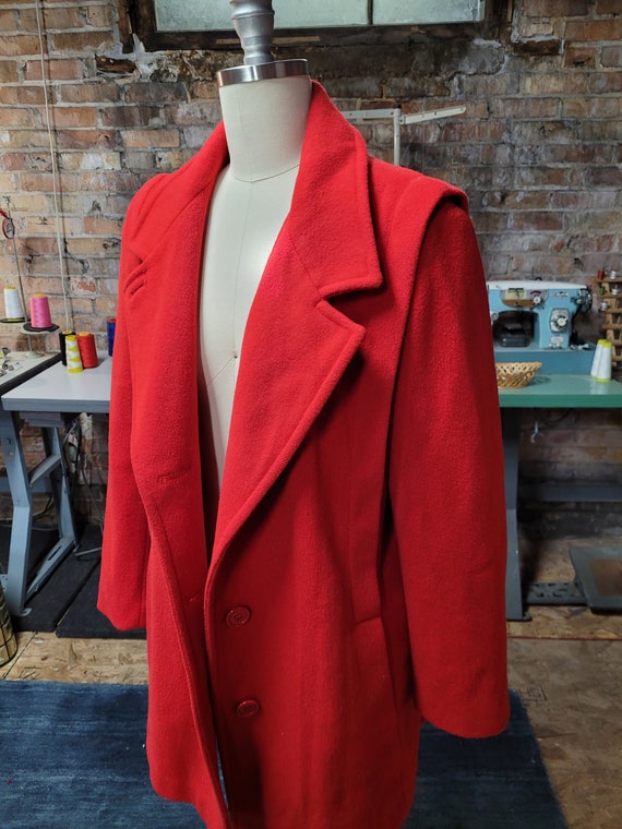 80's Red Women's vintage coat Jacket Large - image 3