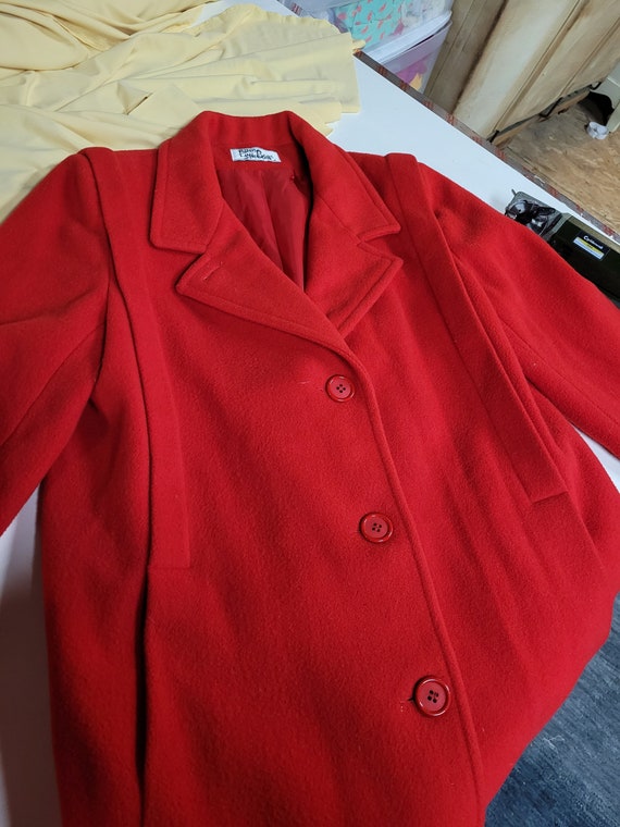 80's Red Women's vintage coat Jacket Large - image 8