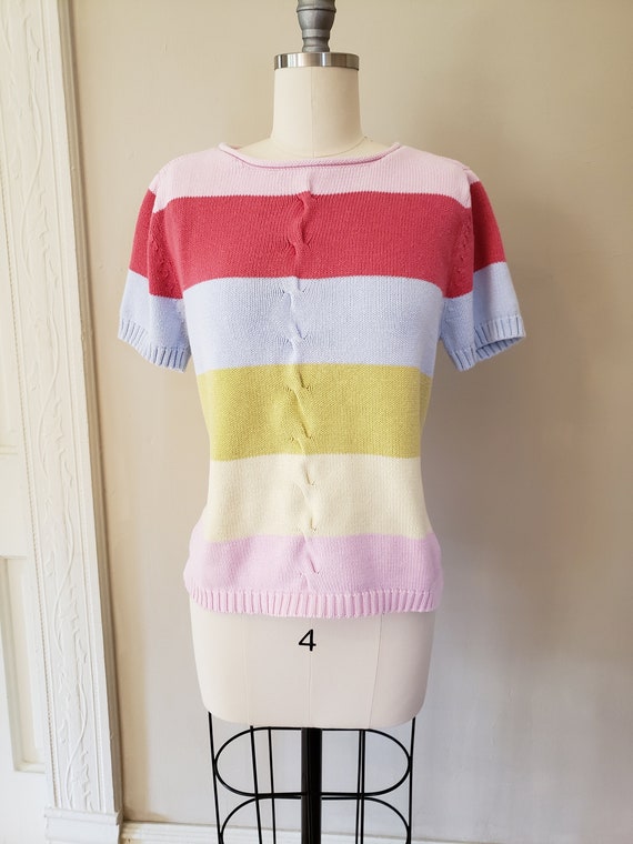 Liz Claiborne color block rainbow sweater top Lar… - image 5