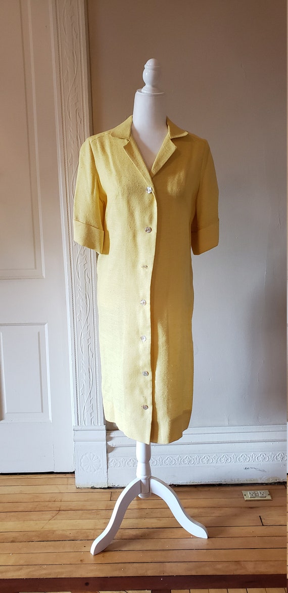 Fred Rothschild 1960's vintage yellow linen dress 