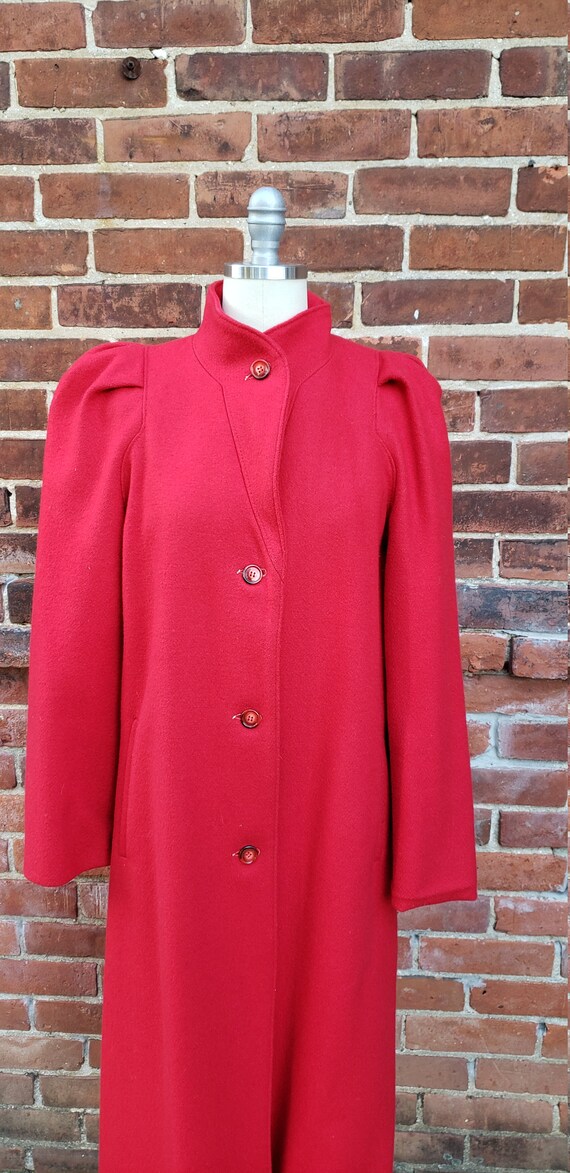 Vintage 80's Red Women's long coat Medium - image 2