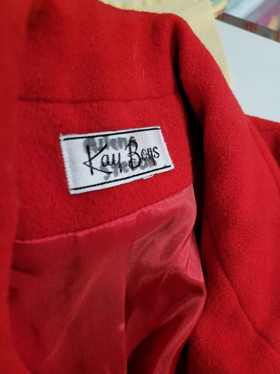 80's Red Women's vintage coat Jacket Large - image 9