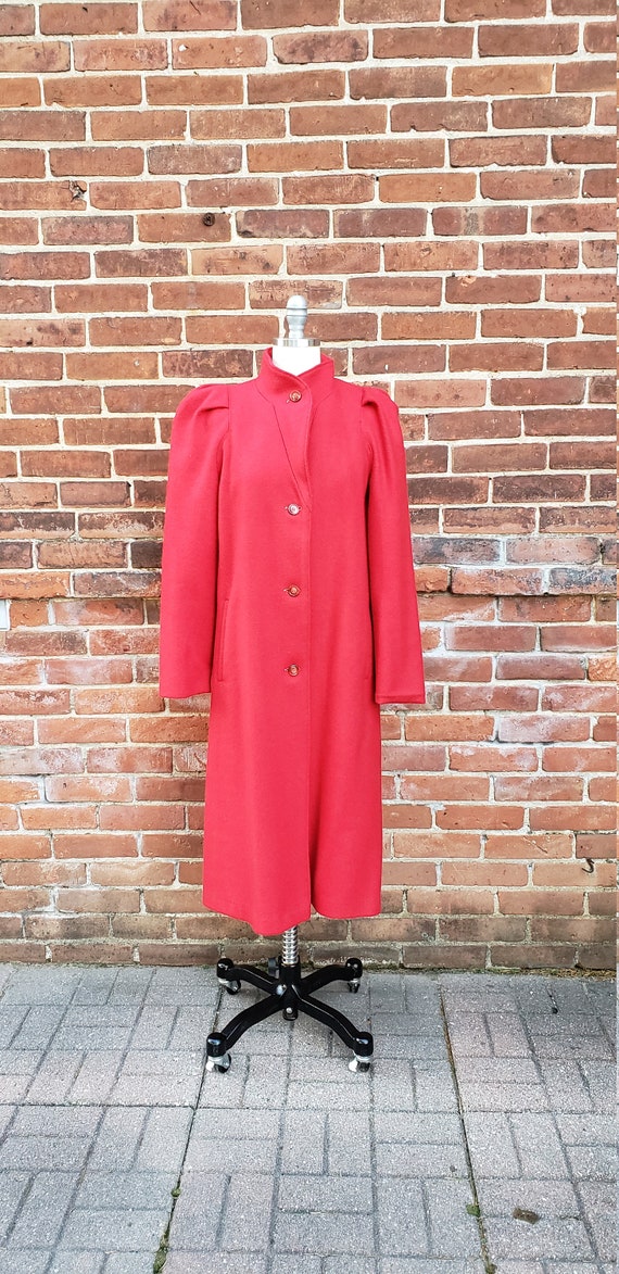 Vintage 80's Red Women's long coat Medium - image 3