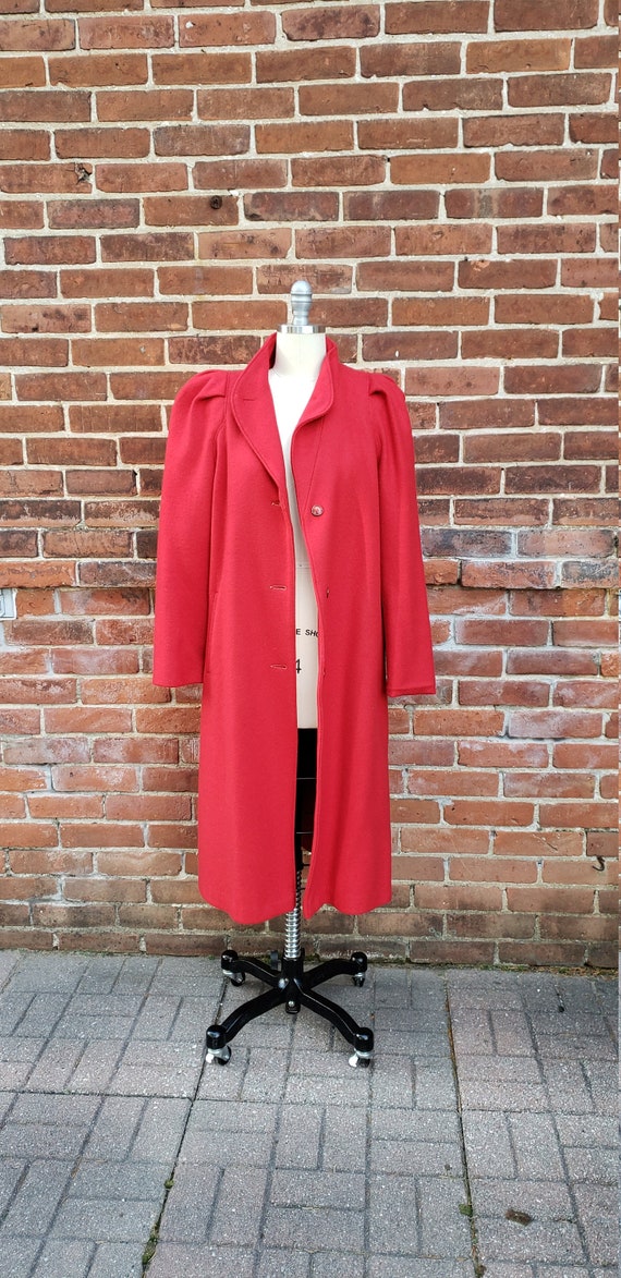 Vintage 80's Red Women's long coat Medium - image 1