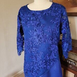 Royal blue lace satin formal dress plus size 3XL image 3