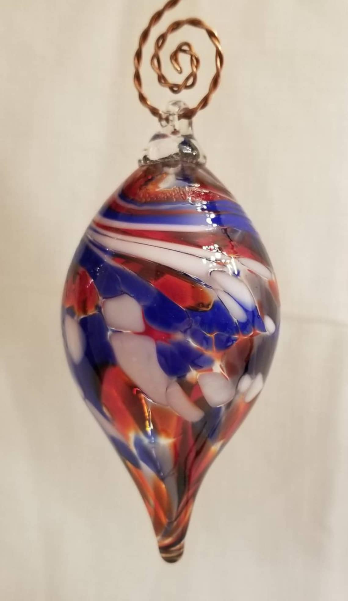 Hand Blown Glass Ornament. Teardrop. by Hamonartglass Etsy