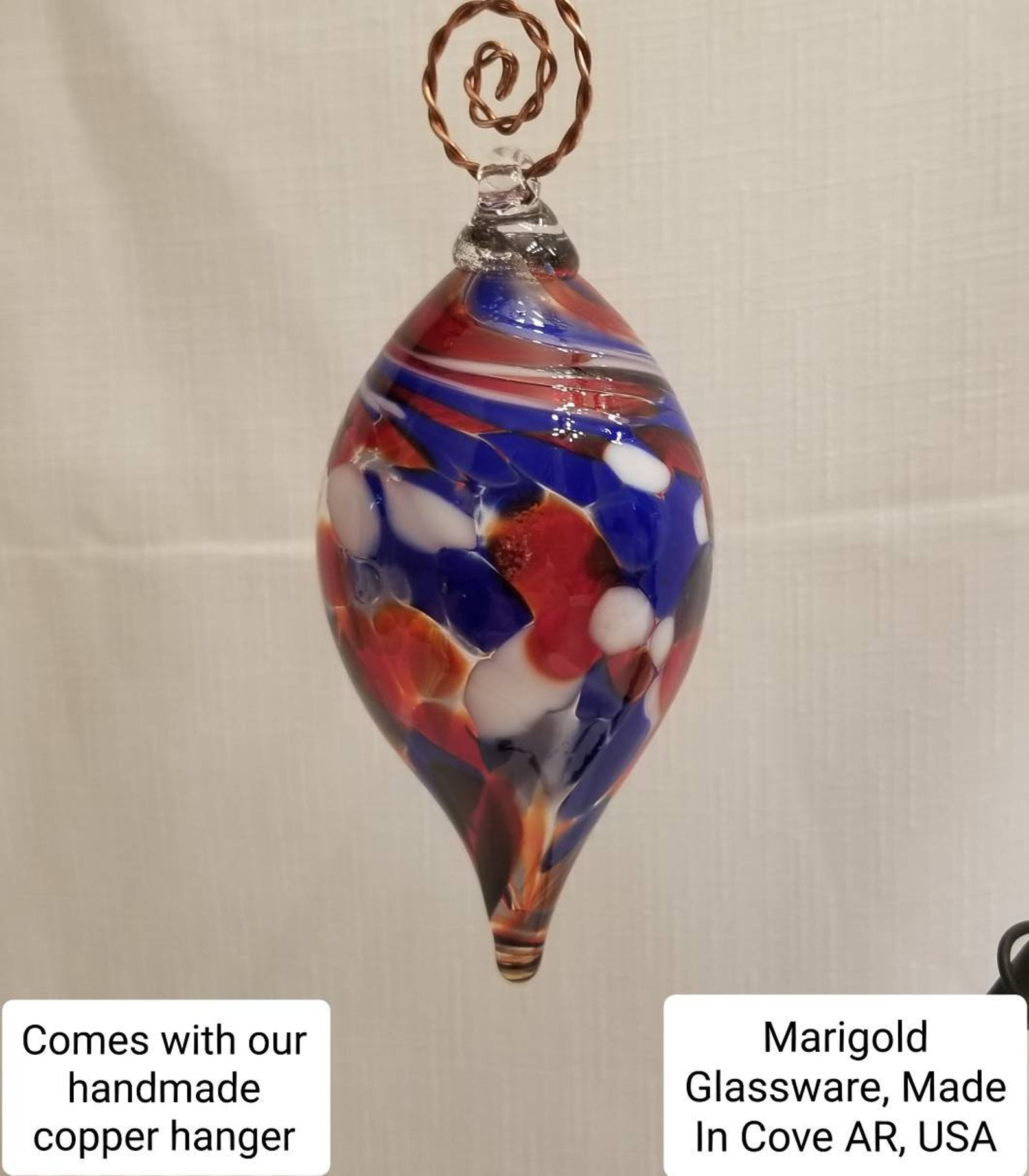 Hand Blown Glass Ornament. Teardrop. by Hamonartglass Etsy