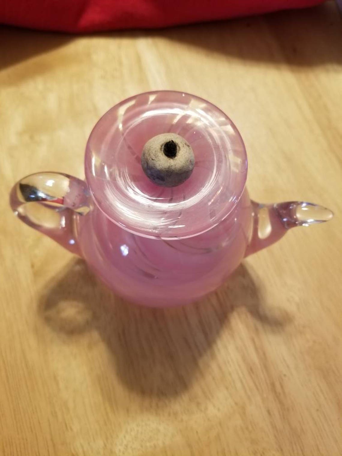 Handblown Glass Teapot Oil Lamp. Pink Swirl. Joe Hamon/tim Hamon