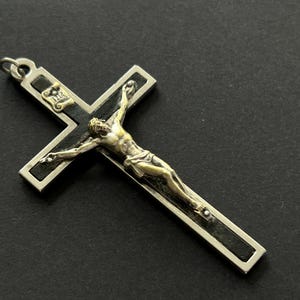 Antique Ebony & Silver Catholic Crucifix: Clergy Pectoral Cross