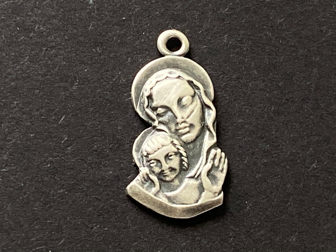 Vintage Sterling Madonna and Child Pendant: Religious Charm - Etsy