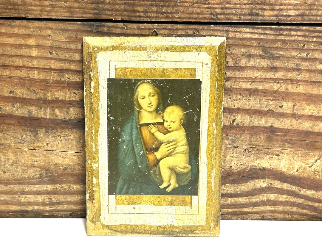 Vintage Florentine Madonna and Child Plaque: Italian Religious Wall Art ...