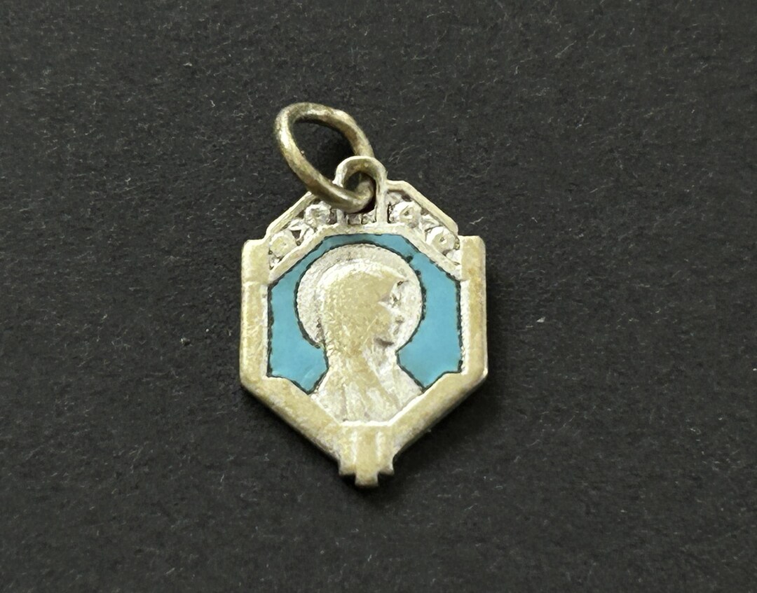 Vintage Blue Enamel Our Lady of Lourdes Medal: Catholic Pendant - Etsy