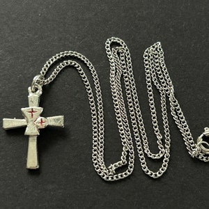 Vintage Holy Communion Pendant and Chain, Silver Metal, First Communion Pendant, Communion Cup Pendant and Chain