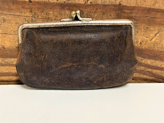 Antique Leather Coin Purse, Old Leather Coin Purse, L… - Gem