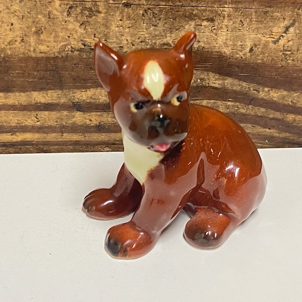Goebel Vintage Small Boxer Dog Figure made in West Germany Porcelain, Small Dog Figurine, Boxer Puppy Figurine