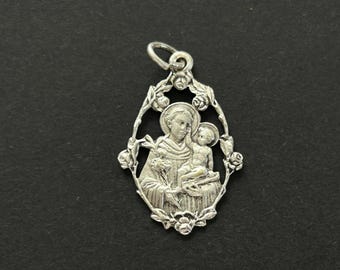 Vintage Saint Anthony Religious Medal, Patron Saint of Lost Things, Vintage St Anthony Pendant, Open Cut Design