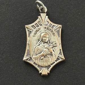 Antique St Teresa Art Deco Religious Medal, Love The Holy Child Jesus, The Little Flower Of Jesus Medal, Antique Catholic Medal