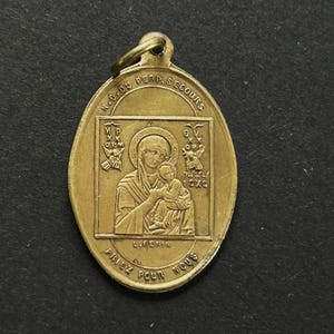 Antique Our Lady of Perpetual Help Religious Medal/Pendant, Souvenir De Mission,  Notre Dame Du Perp Secours Medal, Signed L Penin