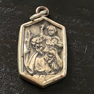 Vintage St Christopher Medal: Framed Catholic Religious Charm