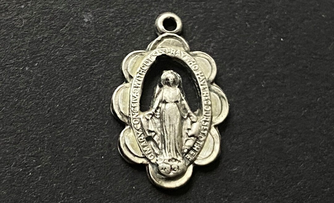 Vintage Tiny Sterling Silver Miraculous Mary Medal Charm - Etsy