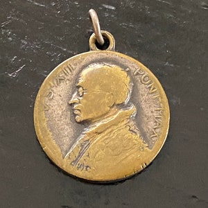 Vintage French Brass Pope Pius XII Religious Medal, Raised Image on Front and Back, St Maria Goretti on Reverse, Vintage Catholic Medal